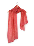Printed Red & Orange Silk Stole for Women