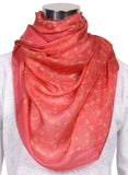 Printed Red & Orange Silk Stole for Women