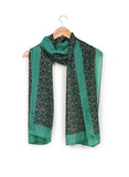 Printed Black & Sea Green Silk Stole for Women