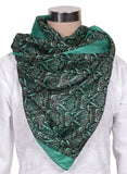 Printed Black & Sea Green Silk Stole for Women