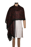 Printed Black & Red Silk Stole for Women