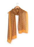 Printed Tangerine & Rust Silk Stole for Women