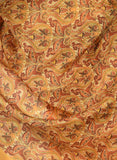 Printed Tangerine & Rust Silk Stole for Women