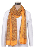 Printed Tangerine & Rust Silk Stole for Women