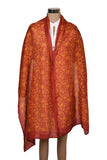 Printed  Red & Orange Silk Stole for Women