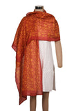 Printed  Red & Orange Silk Stole for Women