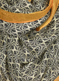 Printed Off White, Black & Orange Silk Stole for Women