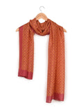 Printed Red & Orange Silk Stole for Women