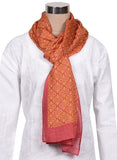 Printed Red & Orange Silk Stole for Women