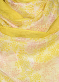 Printed Off White, Lemon Green & Lilac Silk Stole for Women