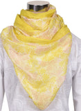Printed Off White, Lemon Green & Lilac Silk Stole for Women