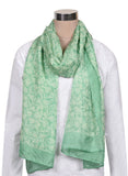 Printed Light Sea Green & Off White Silk Stole for Women