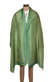 Printed Mehandi Green & Yellow Silk Stole for Women
