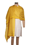 Printed Yellow & Magenta Silk Stole for Women