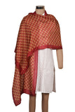 Printed Red & Yellow Silk Stole for Women