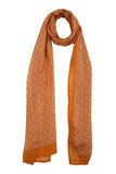 Printed Off White & Orange Silk Stole for Women