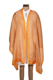 Printed Off White & Orange Silk Stole for Women