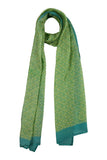 Printed Light Blue & Yellow Silk Stole for Women