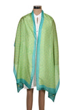 Printed Light Blue & Yellow Silk Stole for Women