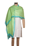 Printed Light Blue & Yellow Silk Stole for Women
