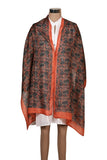Printed Red & Black Silk Stole for Women