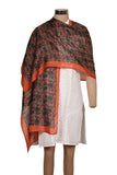Printed Red & Black Silk Stole for Women