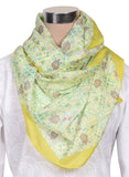 Printed Off White, Sea Green & Lemon Green Silk Stole for Women