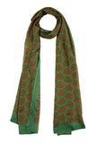 Printed Mehandi Green & Red Silk Stole for Women