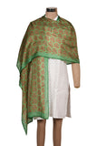 Printed Mehandi Green & Red Silk Stole for Women