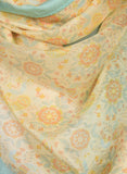 Printed Peach & Light Blue Silk Stole for Women