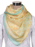 Printed Peach & Light Blue Silk Stole for Women