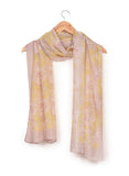 Printed Lavender , Off White & Green Silk Stole for Women