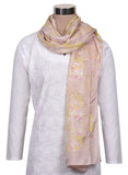 Printed Lavender , Off White & Green Silk Stole for Women